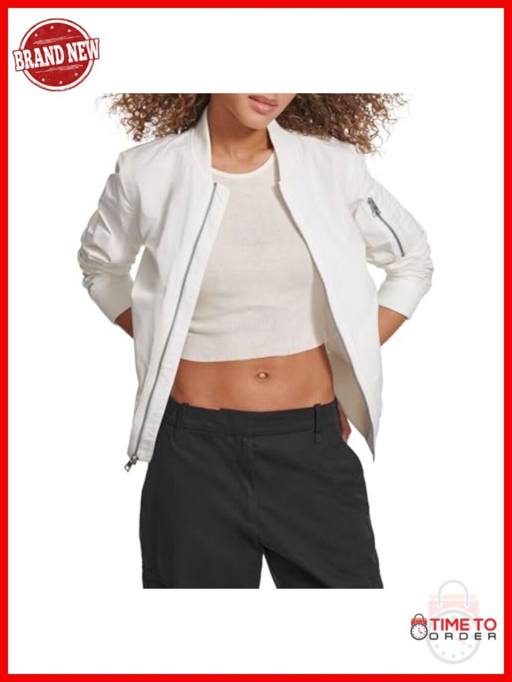 Lightweight MA-1 Bomber Jacket, Polyester, Long Sleeve, Zip Front, 4 Pockets